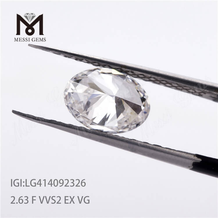 2.63ct VVS2 F EX 랩 그로운 다이아몬드 오발 cvd 다이아몬드 판매용