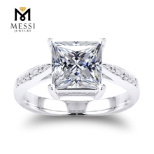 스퀘어 프린세스 컷 연구소에서 자란 다이아몬드 반지 14k 18k 화이트 골드 반지 여성용 보석