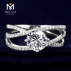 최신 디자인 트위스트 14k 골드 솔리드 모이사나이트 다이아몬드 결혼 반지