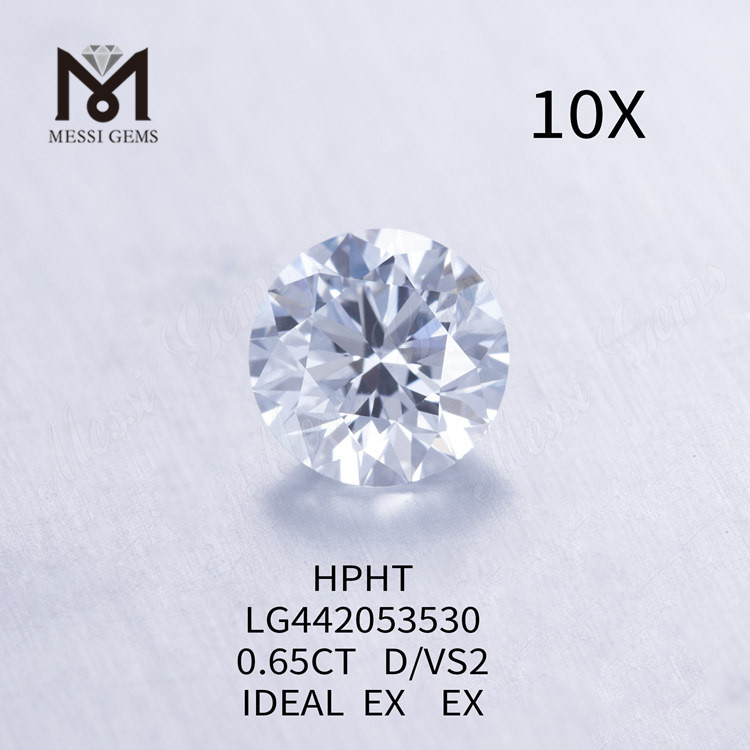0.65 캐럿 D VS2 라운드 랩 그로운 다이아몬드 이상적인 HPHT 다이아몬드 도매
