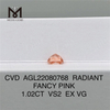 1.02CT 래디언트 팬시 핑크 CVD 다이아몬드 VS2 EX VG 랩 다이아몬드 AGL22080768 