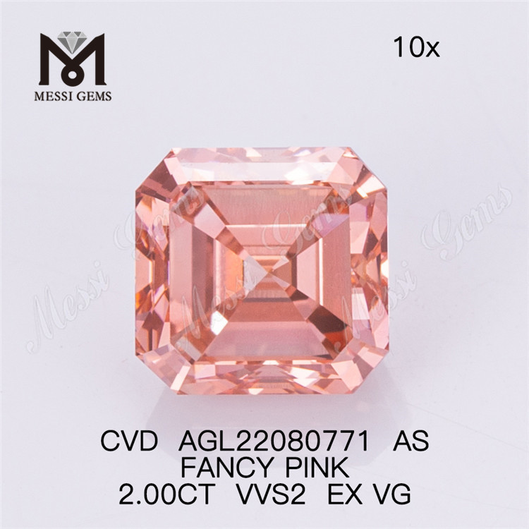 2.00CT 팬시 핑크 VVS2 EX VG CVD AS 랩 다이아몬드 AGL22080771