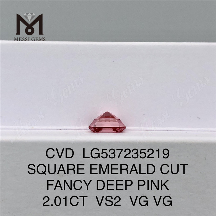 2.01CT VS2 VG VG CVD 스퀘어 에메랄드 컷 팬시 딥 핑크 랩그로운 다이아몬드 LG537235219