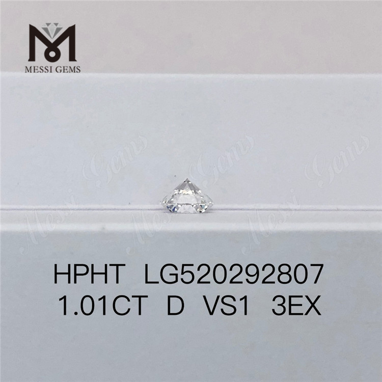 1.01Ct D VS1 3EX 라운드 컷 HPHT 랩 그로운 다이아몬드