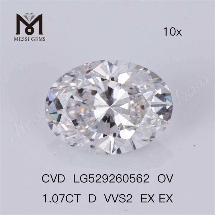 1.07ct D Vvs Lab 다이아몬드 타원형 최고의 루즈 Lab 다이아몬드 CVD