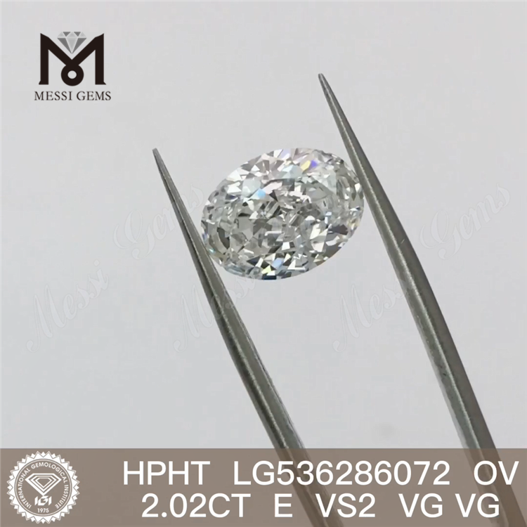2.02ct E HPHT 인공 다이아몬드 타원형 루즈 랩 다이아몬드 도매 가격