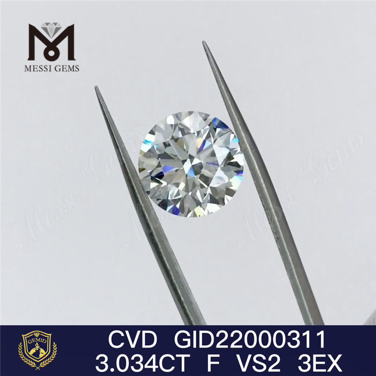  3.034CT F VS2 cvd 다이아몬드 3EX 저렴한 루스 랩 다이아몬드 도매가