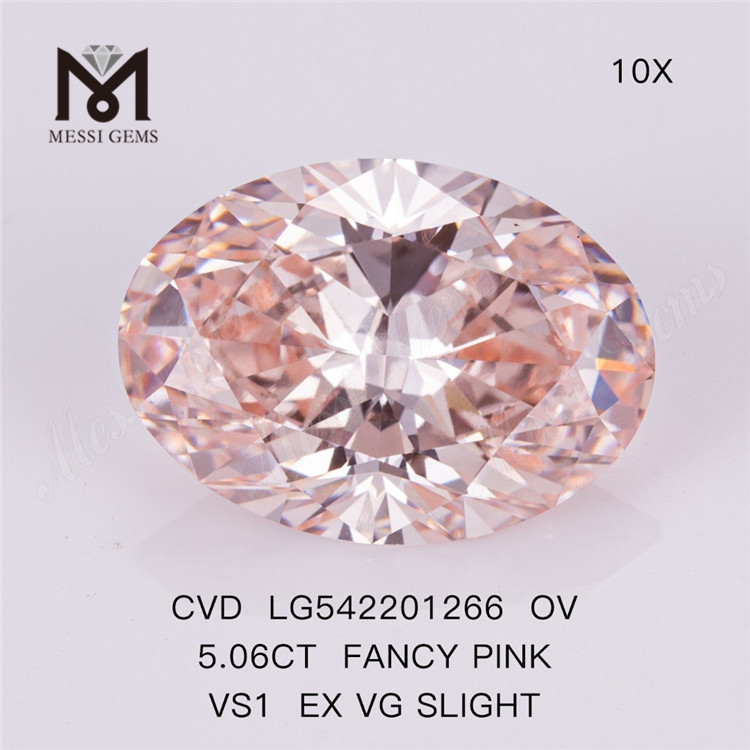 5.06ct vs1 EX VG 약간의 팬시 핑크 컬러 고품질 랩 그로운 다이아몬드 