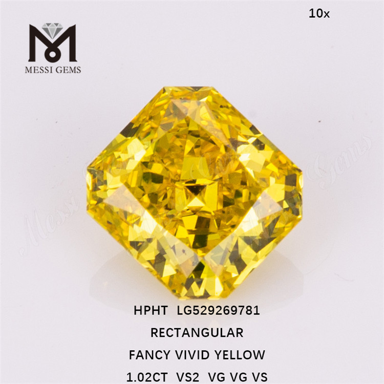 1.02ct VS2 옐로우 랩 다이아몬드 직사각형 랩 성장 다이아몬드 도매 LG529269781