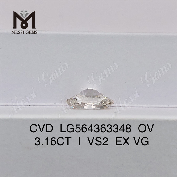 3.16CT OV 컷 I 컬러 VS2 EX VG Lab 다이아몬드 CVD LG564363348