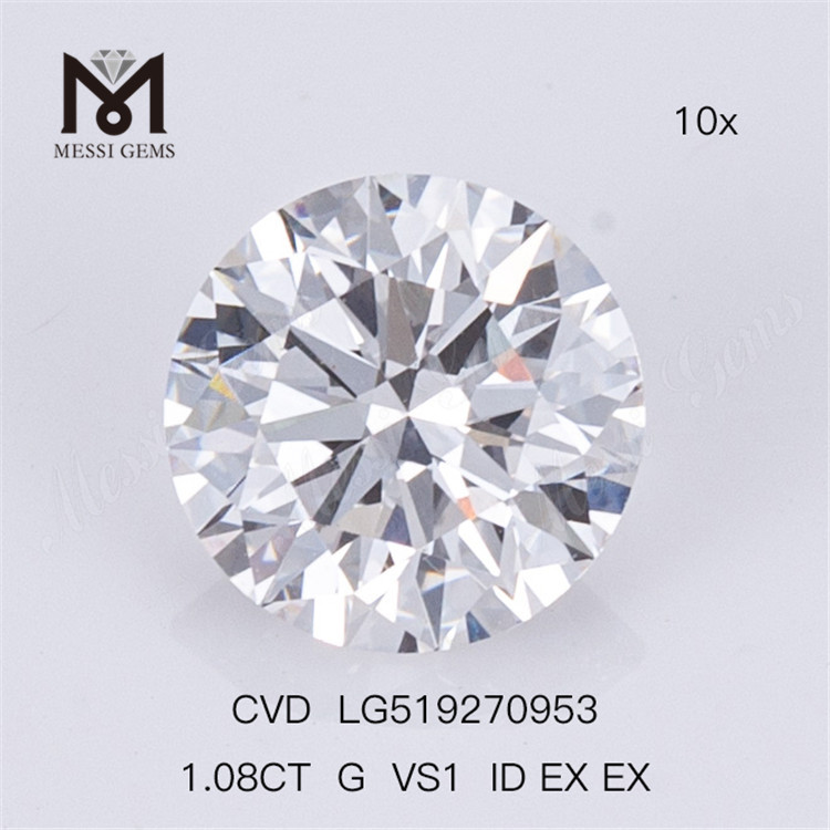 1.08ct G VS 라운드 루즈 랩 다이아몬드 도매 CVD 화이트 루즈 랩 다이아몬드 세일