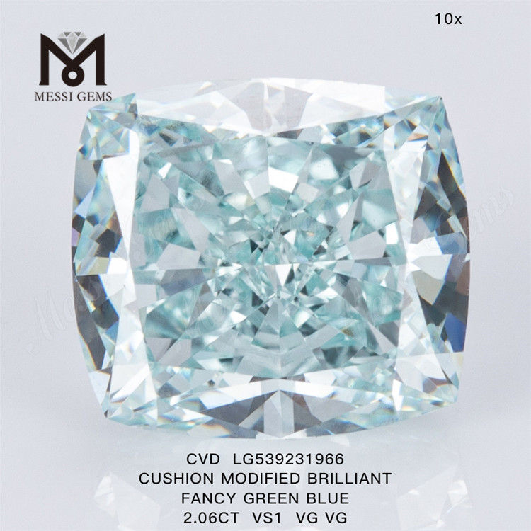 2.06ct 쿠션 cvd 다이아몬드 도매 멋진 그린 블루 실험실에서 성장한 다이아몬드 공급업체