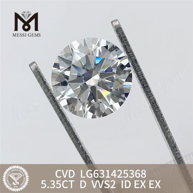 5.35CT D VVS2 ID 라운드 CVD 실험실 배양 다이아몬드 LG631425368丨Messigems 