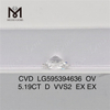5.19CT D VVS2 EX EX OV CVD 5ct CVD 다이아몬드 LG595394636