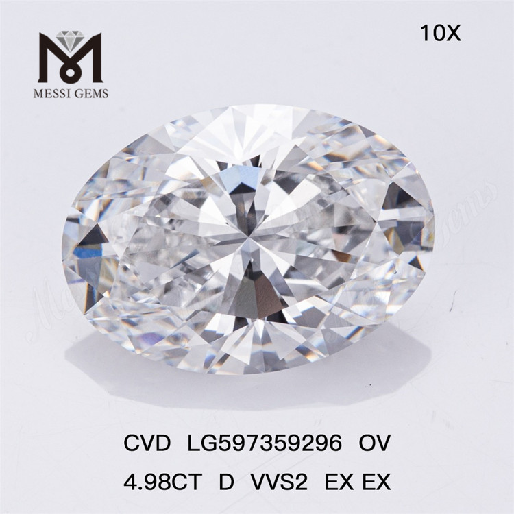 4.98CT D VVS2 EX EX OV 대량 배양 다이아몬드: 재고를 늘리세요 CVD LG597359296 丨Messigems
