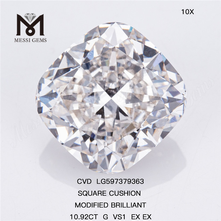 10.92CT G VS1 EX EX 스퀘어 쿠션 실험실 다이아몬드 CVD LG597379363 丨Messigems