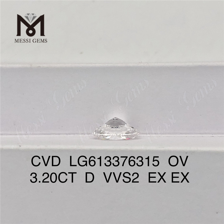 3.20CT D VVS2 CVD 3ct 타원형 랩 제작 다이아몬드 LG613376315 丨Messigems