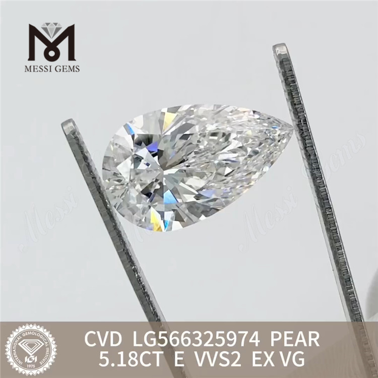 5.18CT 페어 컷 시뮬레이션 다이아몬드 E VVS2 EX VG CVD LG566325974丨Messigems 