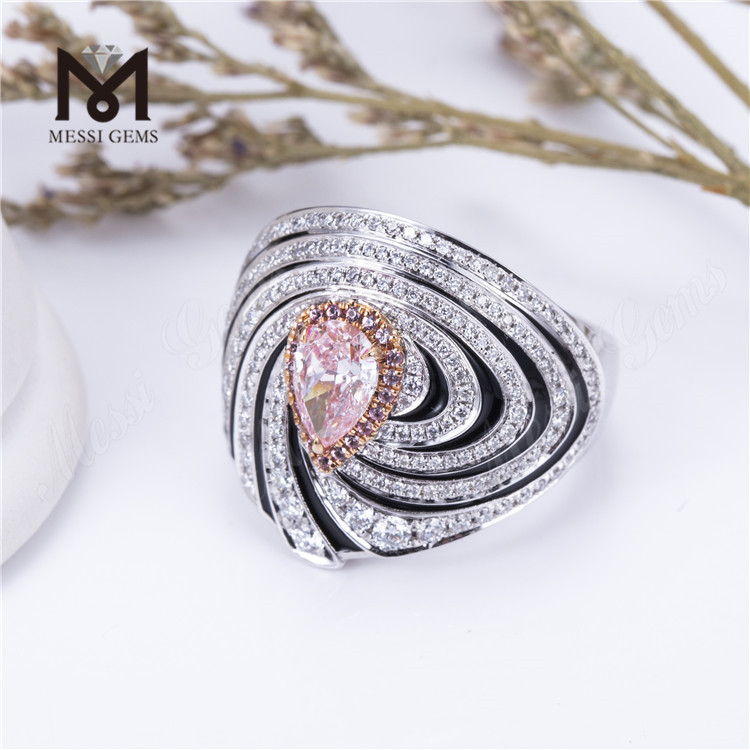 2캐럿 핑크 랩 그로운 다이아몬드 배 모양의 다이아몬드 반지의 매력