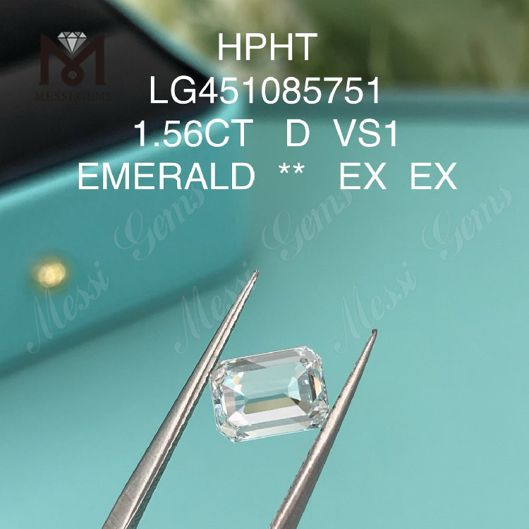 1.56캐럿 D HPHT VS1 에메랄드 컷 랩 다이아몬드