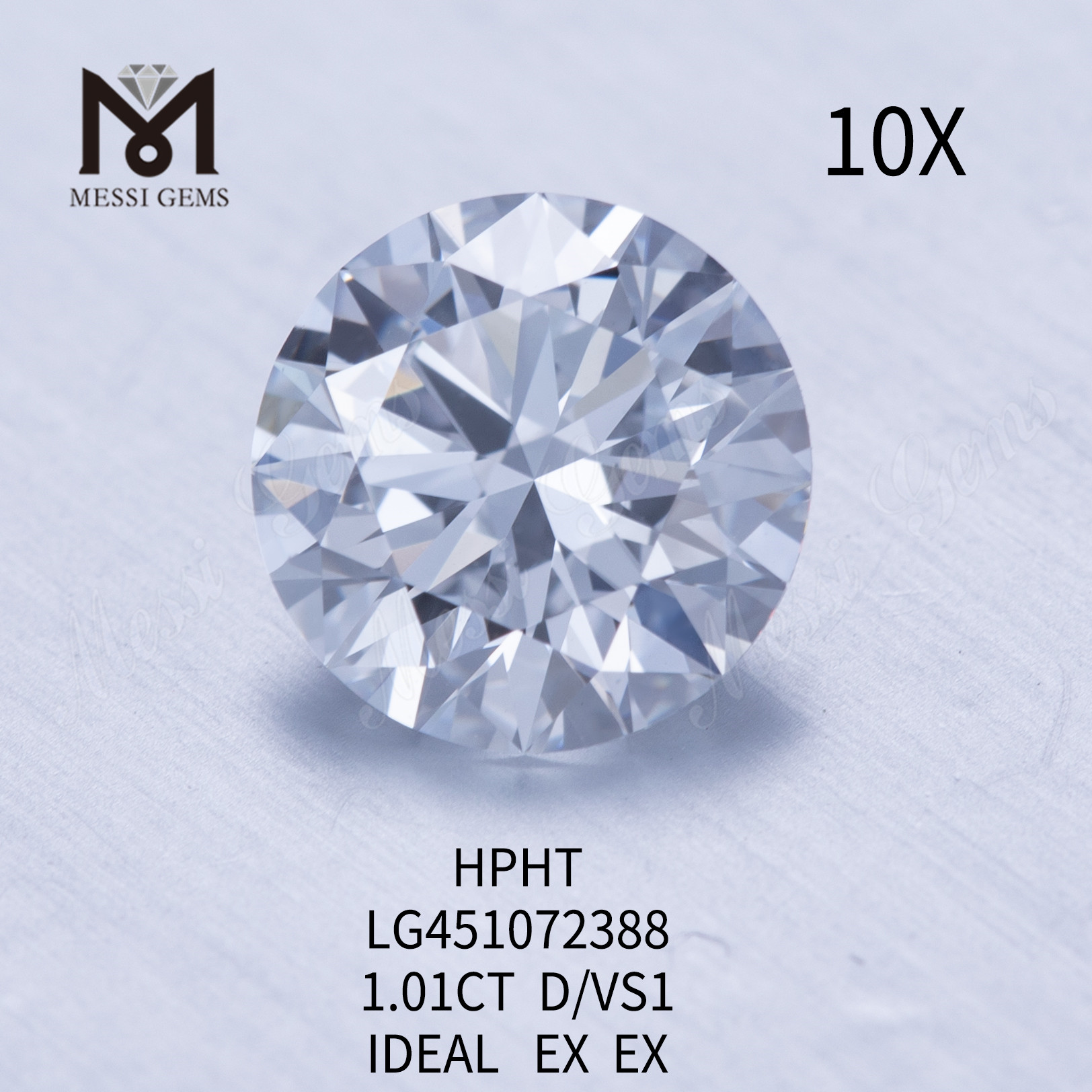 1.01ct D VS1 라운드 IDEL 컷 그레이드 랩그로운 다이아몬드 HPHT