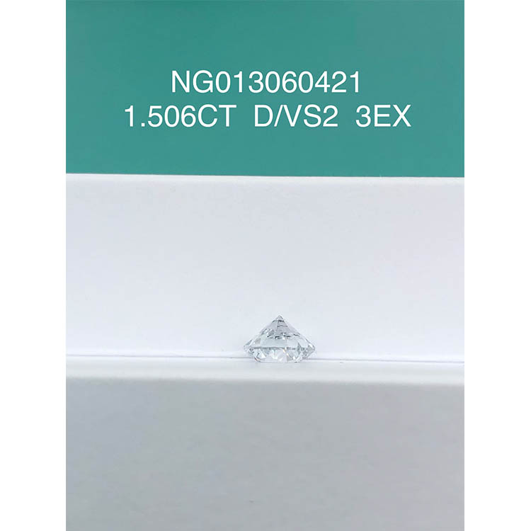라운드 화이트 랩 그로운 다이아몬드 스톤 1.506ct VS2 D 컬러
