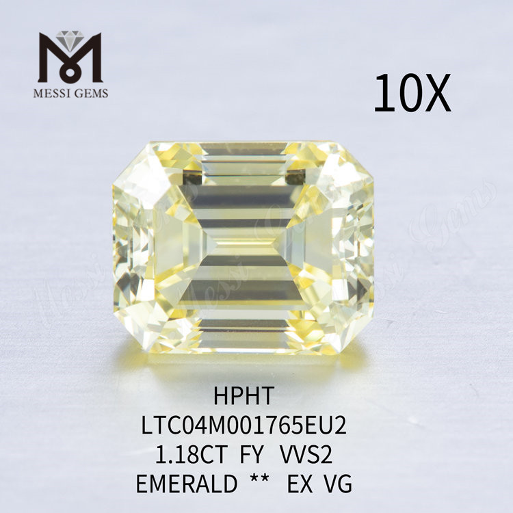 팬시 옐로우 랩 다이아몬드 에메랄드 1.18ct VVS2 