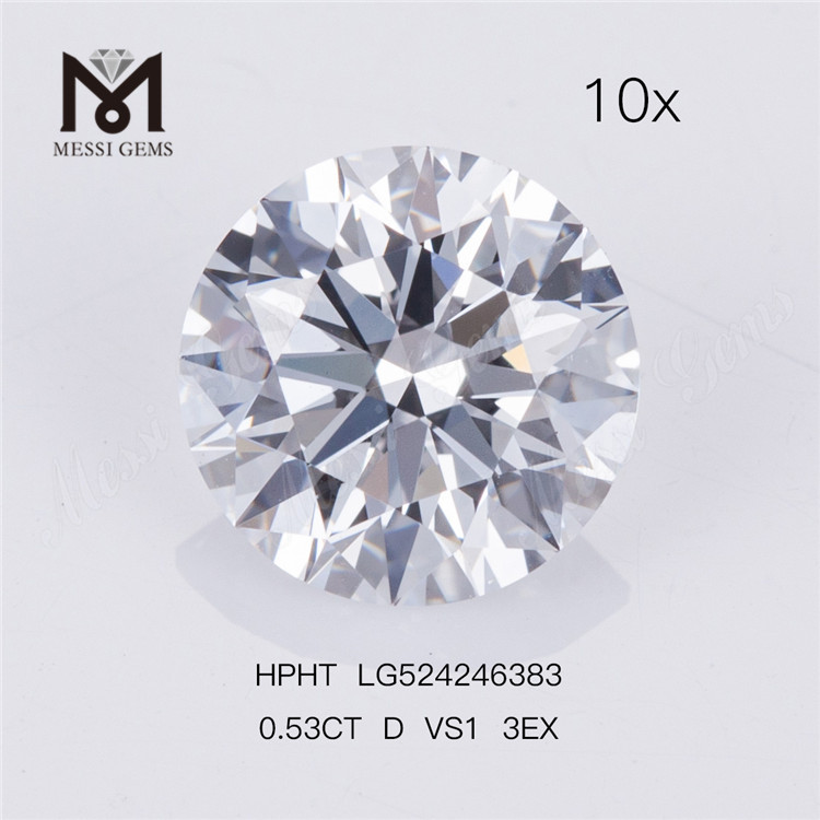 0.53 캐럿 D VS1 3EX 루즈 라운드 실험실 재배 다이아몬드 온라인 구매 공장 가격