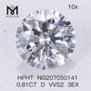 0.81CT HPHT 다이아몬드 D VVS2 3EX 랩 다이아몬드 