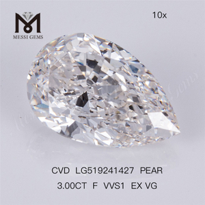 3CT F VVS1 EX VG CVD 랩 그로운 다이아몬드 배 모양 랩 다이아몬드 