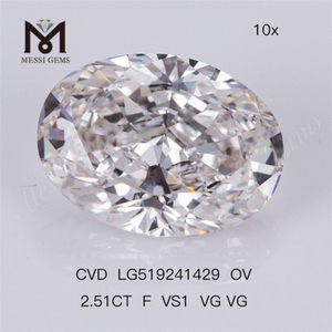 2.51CT F VS1 VG VG 랩 그로운 다이아몬드 CVD 타원형 랩 다이아몬드 
