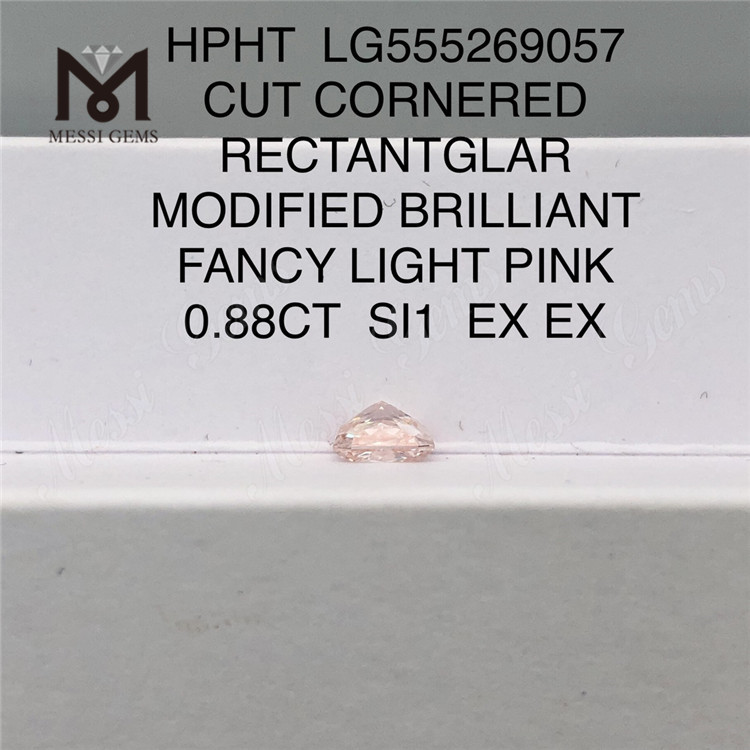 0.88CT RECTANTGLAR 팬시 라이트 핑크 SI1 EX EX HPHT 랩그로운 다이아몬드 LG555269057