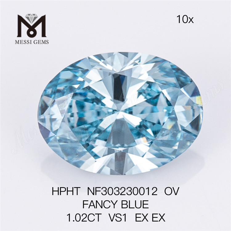 1.02CT OV 팬시 블루 VS1 도매 랩 그로운 다이아몬드 HPHT NF303230012