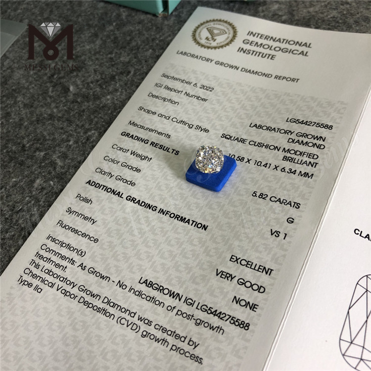 5.82CT G VS1 흰색 느슨한 실험실 다이아몬드 cvd 느슨한 cvd 실험실에서 만든 다이아몬드 판매