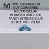 5.11CT VS1 VG EX CVD 컷 모서리 직사각형 수정 브릴리언트 팬시 블루 다이아몬드 LG574344518