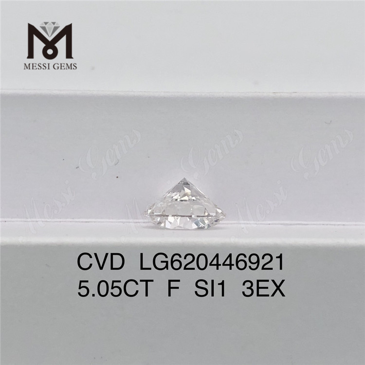 5.05CT F SI1 3EX CVD 라운드 랩그로운 다이아몬드 저렴한 가격丨Messigems LG620446921 