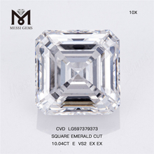 10.04CT E VS2 EX EX SQUARE 에메랄드 컷 실험실 제작 다이아몬드: 품질 보장 CVD LG597379373丨Messigems