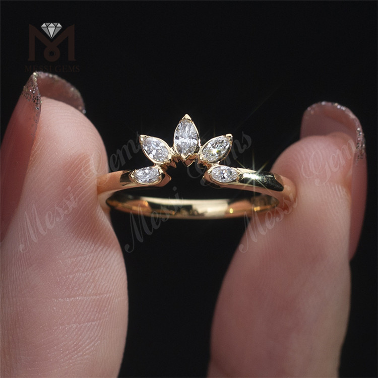 5개의 돌 14k 실험실에서 생산된 다이아몬드 후작 반지 판매 중