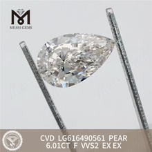 6.01CT PEAR 실험실 성장 다이아몬드 F VVS2 CVD LG616490561丨Messigems 