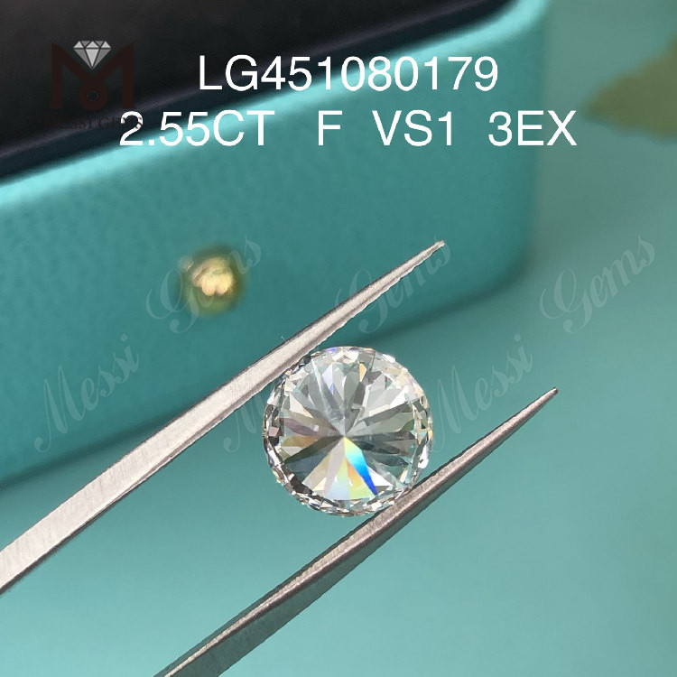 2.55ct F VS1 3EX 컷 라운드 최고 가격 실험실 재배 다이아몬드