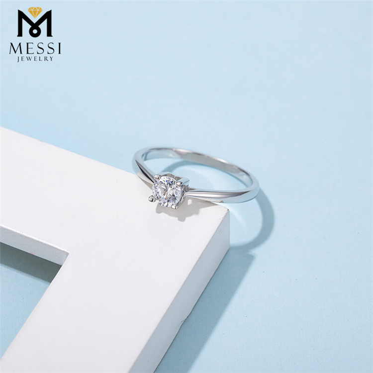 1ct 여성 솔리테어 moissanite 반지 패션 925 스털링 실버 반지