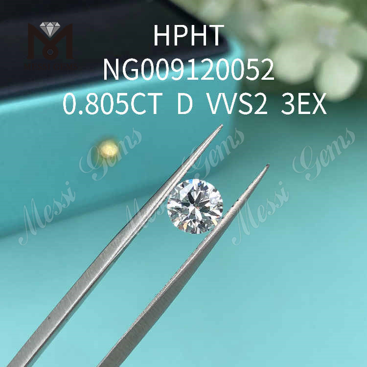 0.805CT 흰색 VVS2 3EX 원형 루즈 랩 제작 다이아몬드 