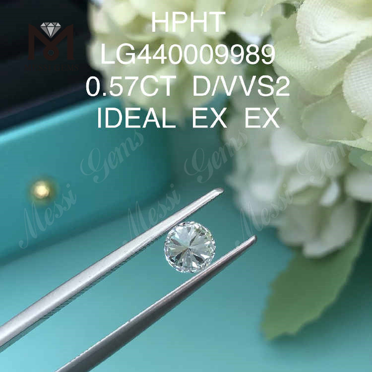 0.57CT D/VVS2 라운드 랩 성장 다이아몬드 이상적인 HPHT 다이아몬드 도매