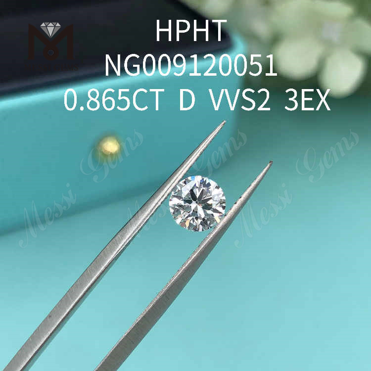 0.865CT RD 화이트 VVS2 3EX 실험실에서 생산된 다이아몬드