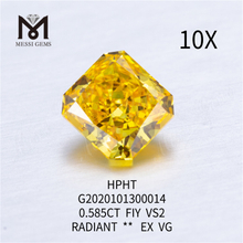 0.585ct FIY VS2 EX VG 래디언트 랩그로운 다이아몬드