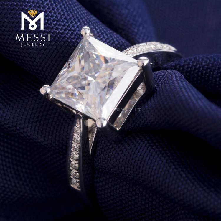여성 주얼리를 위한 스퀘어 프린세스 컷 연구소 성장 다이아몬드 반지 14k 18k 화이트 골드 반지