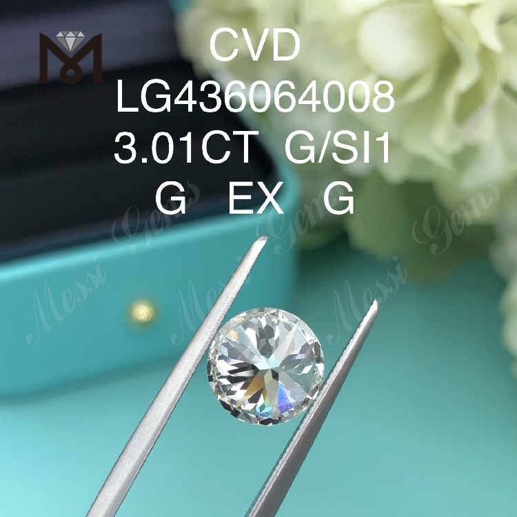 3.01CT G/SI1 라운드 랩 그로운 다이아몬드 G EX G