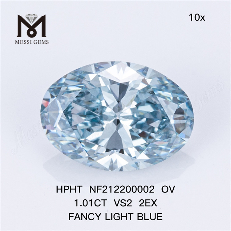 NF212200002 OV 1.01CT VS2 2EX 팬시 라이트 블루 HPHT 랩 다이아몬드