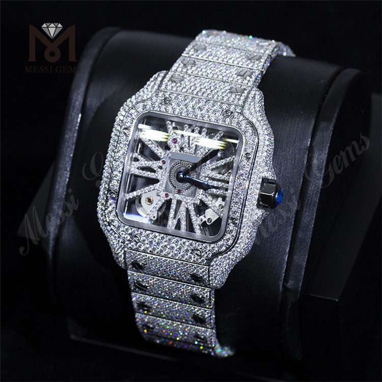 사용자 정의 디자인 남자 여자 럭셔리 핸드 세트 아이스 다이아몬드 Moissanite 시계 