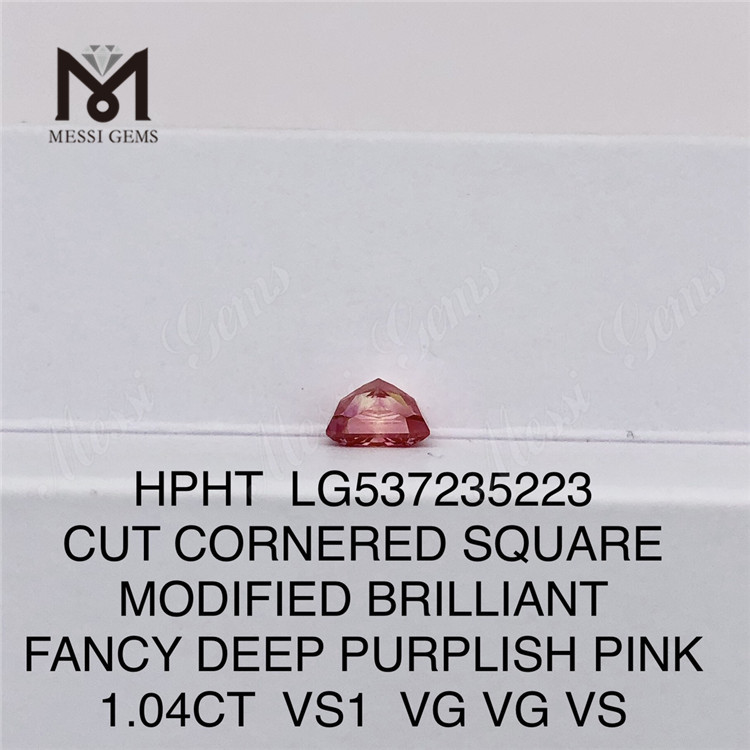 1.04CT 스퀘어 팬시 딥 퍼플리쉬 핑크 VS1 VG VG VS HPHT 랩 다이아몬드 LG537235223 